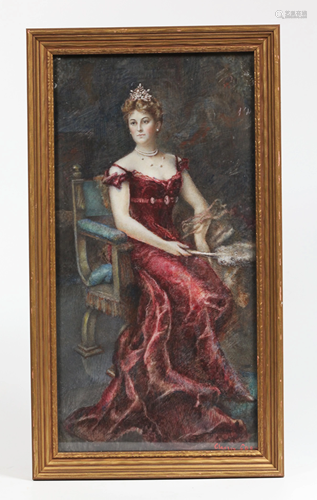 Seated Portrait of Lady in Ball Gown, Signed