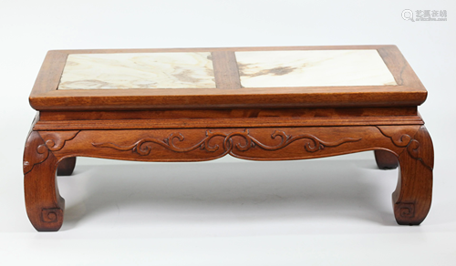 Chinese Huanghuali or Hard Wood Marble Foot Stool