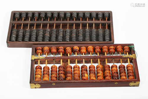 2 Chinese Hard Wood Abacus (Suanpan)