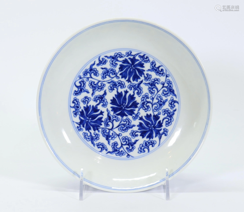 Chinese Blue & White Porcelain Lotus Plate