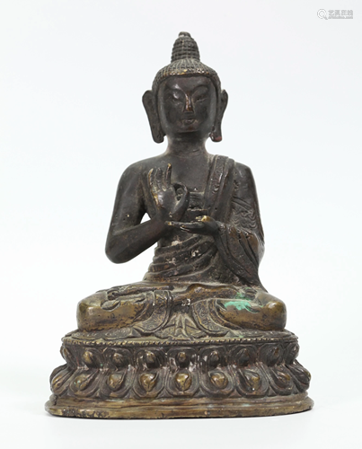 Tibetan Bronze Medicine Buddha Opened Throne