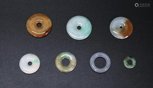 7 - Chinese polished Jadeite Rings and 