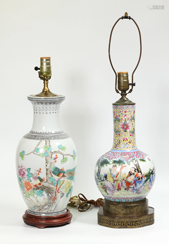 2 Chinese Enameled Porcelain Vases