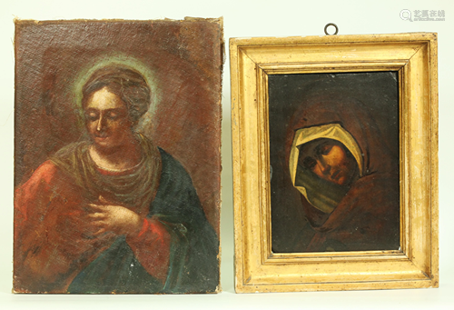 2 Italian 18 C Portraits of Saints 1 Antique Frame