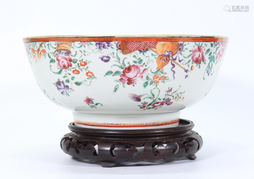 Chinese Export Famille Rose Porcelain Punch Bowl