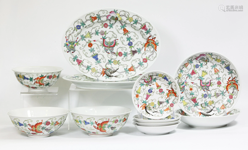 11 Chinese Famille Rose Enameled Porcelains