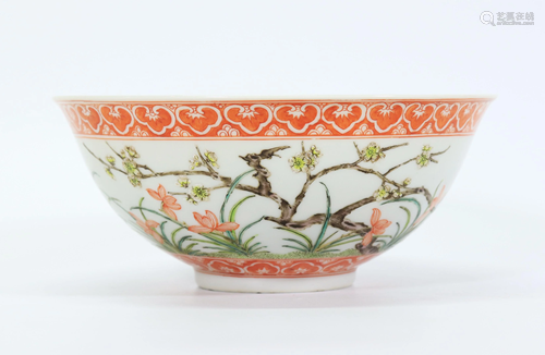 Chinese Famille Verte & Iron Red Porcelain Bowl