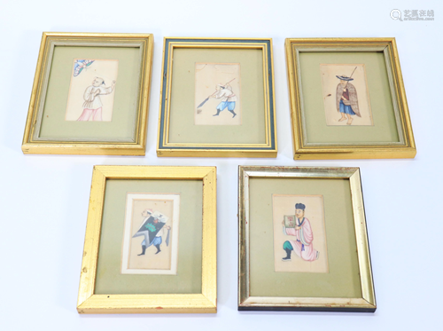 5 - Small Chinese Pith Paintings Framed