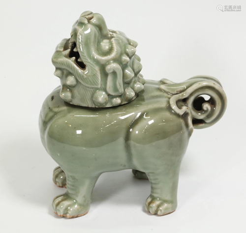 Chinese Longquan Porcelain Fu Dog Incense Burner