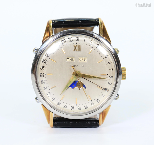 Gubelin Watch Moon-Phase Gilt Steel Gubelin Strap