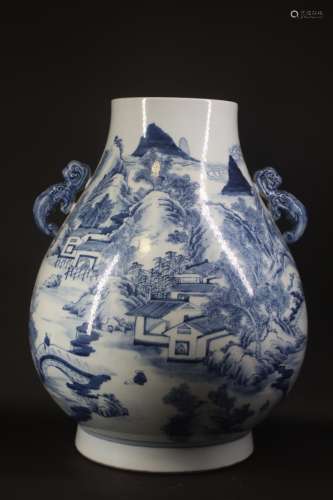 Qing style blue and white porcelain bottle