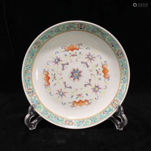Qing daoguang style famille rose porcelain plate