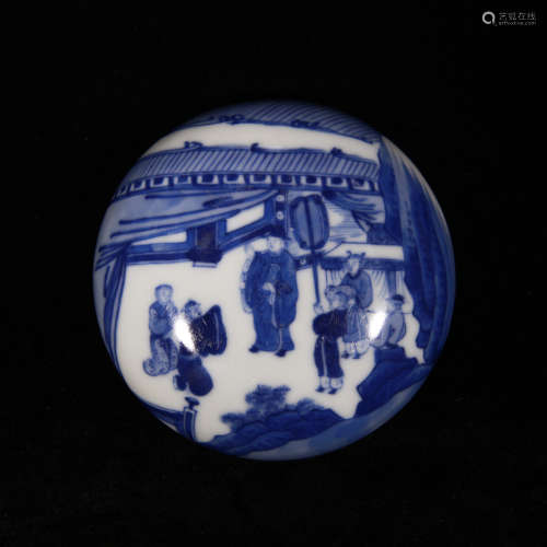 Qing kangxi style blue and white porcelain ink box
