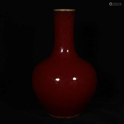 Qing style red glaze porcelain vase