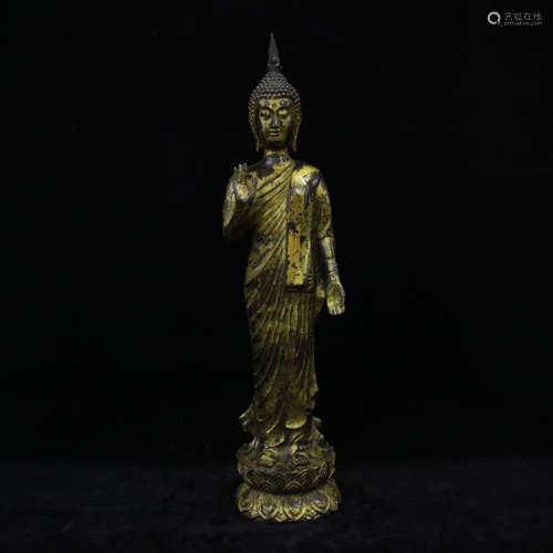 Qing style gilt bronze statue of buddha