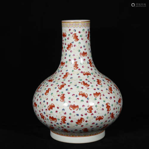 Qing style famille rose porcelain vase