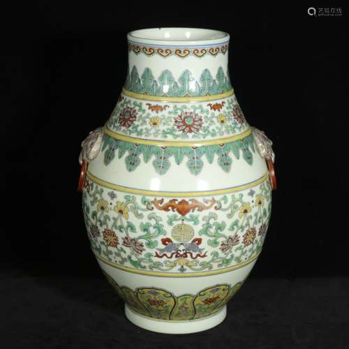 18th century dou cai double ear porcelain vase