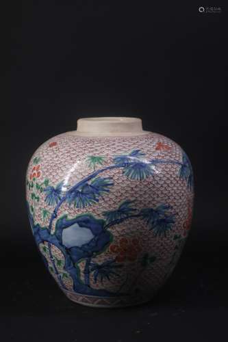 Qing style blue and white wu cai porcelain bowl
