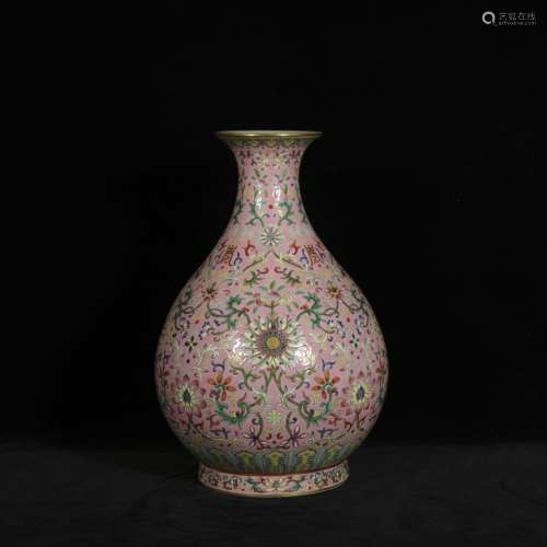 Qing tongzhi style famille rose porcelain vase