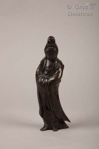 Chine, fin XIXe siècle Sujet en bronze de patine brune, repr...