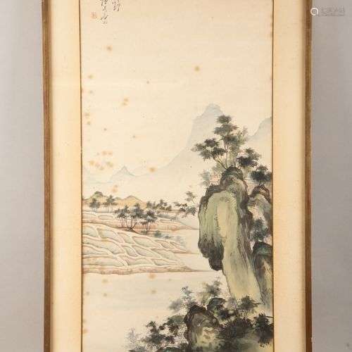 Chine, Xxe siècle Peinture à l'encre et couleurs sur papier,...