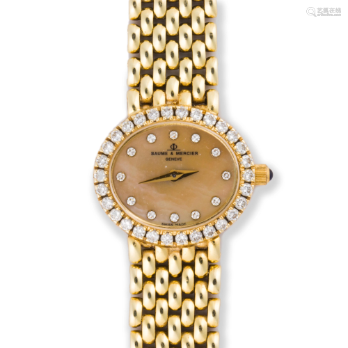 A diamond and fourteen karat gold dresswatch, Baume &