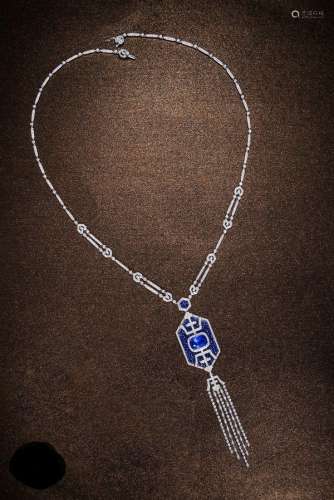 寿字纹蓝宝石项链