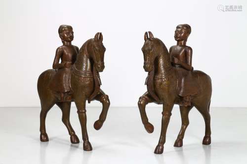 Arte Indiana An impressive pair of horses with riders India,...