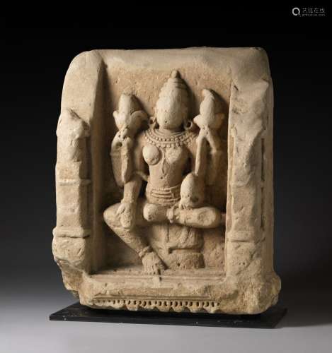 Arte Indiana A stone plaque depicting Lakshmi North-West Ind...