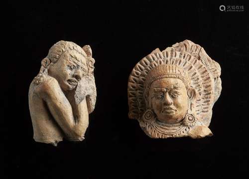 Arte Sud-Est Asiatico Two terracotta fragments Indonesia, Ja...