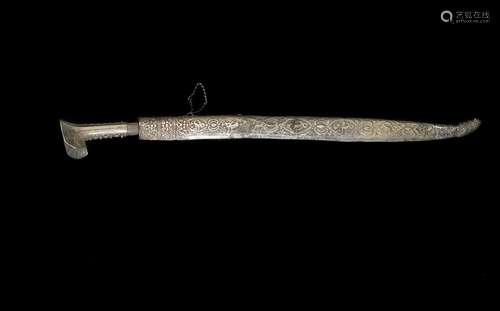 Arte Islamica An Ottoman silver and coral Yataghan with gild...