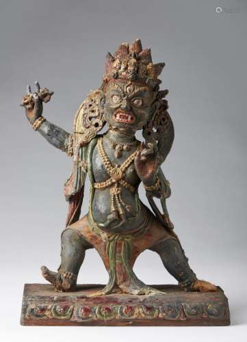 Arte Himalayana A wood and earthenware figure of Vajrapani N...