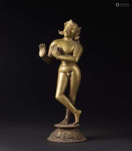Arte Indiana A bronze figure of Krishna VenugopalaIndia, Ori...