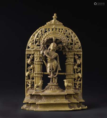 Arte Indiana A Krishna Venugopala bronze altar India, Madhya...