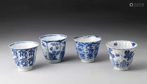 Arte Cinese A group of four blue and white porcelain cups Ch...
