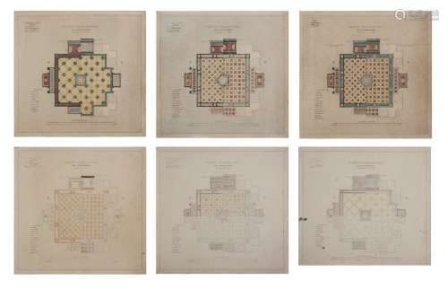 Arte Indiana A group of six sketches for the floor design of...