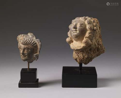 Arte Indiana Two gandhara shist heads Nowadays Pakisthan, 4t...