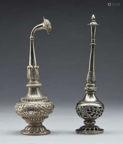 Arte Indiana Two silver embossed rose water sprinklers India...