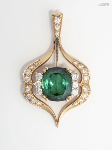 Pendentif or et tourmaline