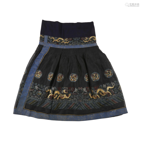 A black ground silk gauze chaofu skirt Late Qing