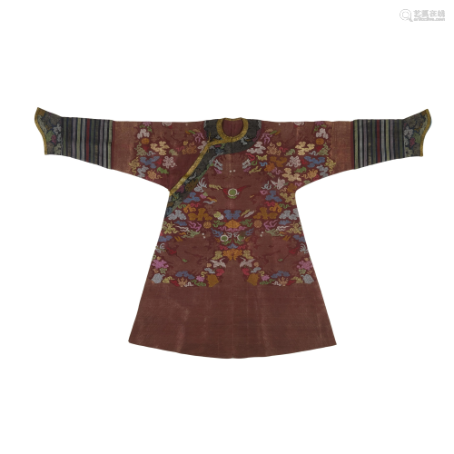 A fine silk gauze dragon robe 19th century