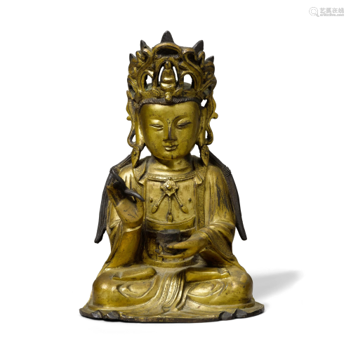 A gilt bronze figure of a seated Bodhisattva Ming