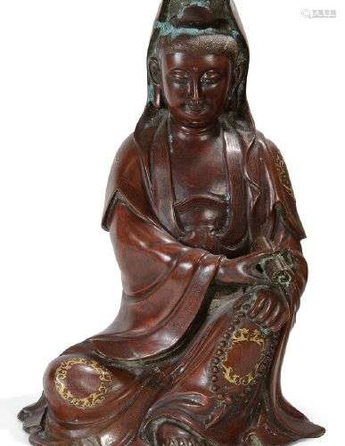 Importante statue en bronze niellé, représentant la déesse K...