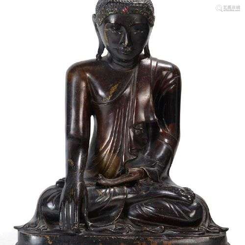 Statuette en bronze, représentant le Bouddha assis en médita...