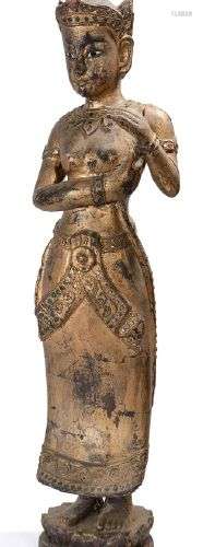 Statue en bronze, représentant un adorante debout.Birmanie, ...