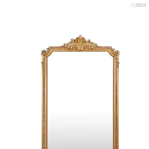 Grand miroir en bois et stuc doré