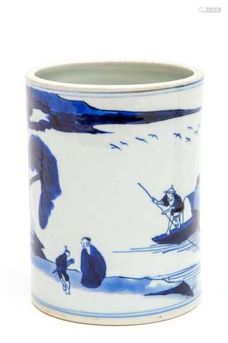 A Blue and White Brush Pot