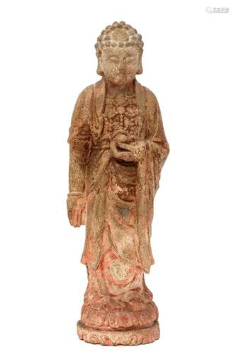 A Chinese carved stone standing Buddha