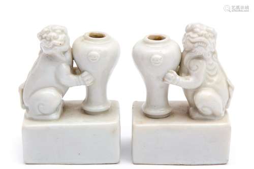 Two blanc de Chine incense stick holders