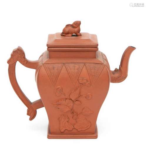 A Yixing teapot with rabbit finial